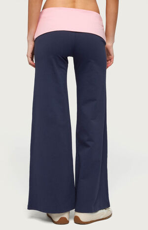 Petite Wide Leg Contrast Foldover Pants image number 3