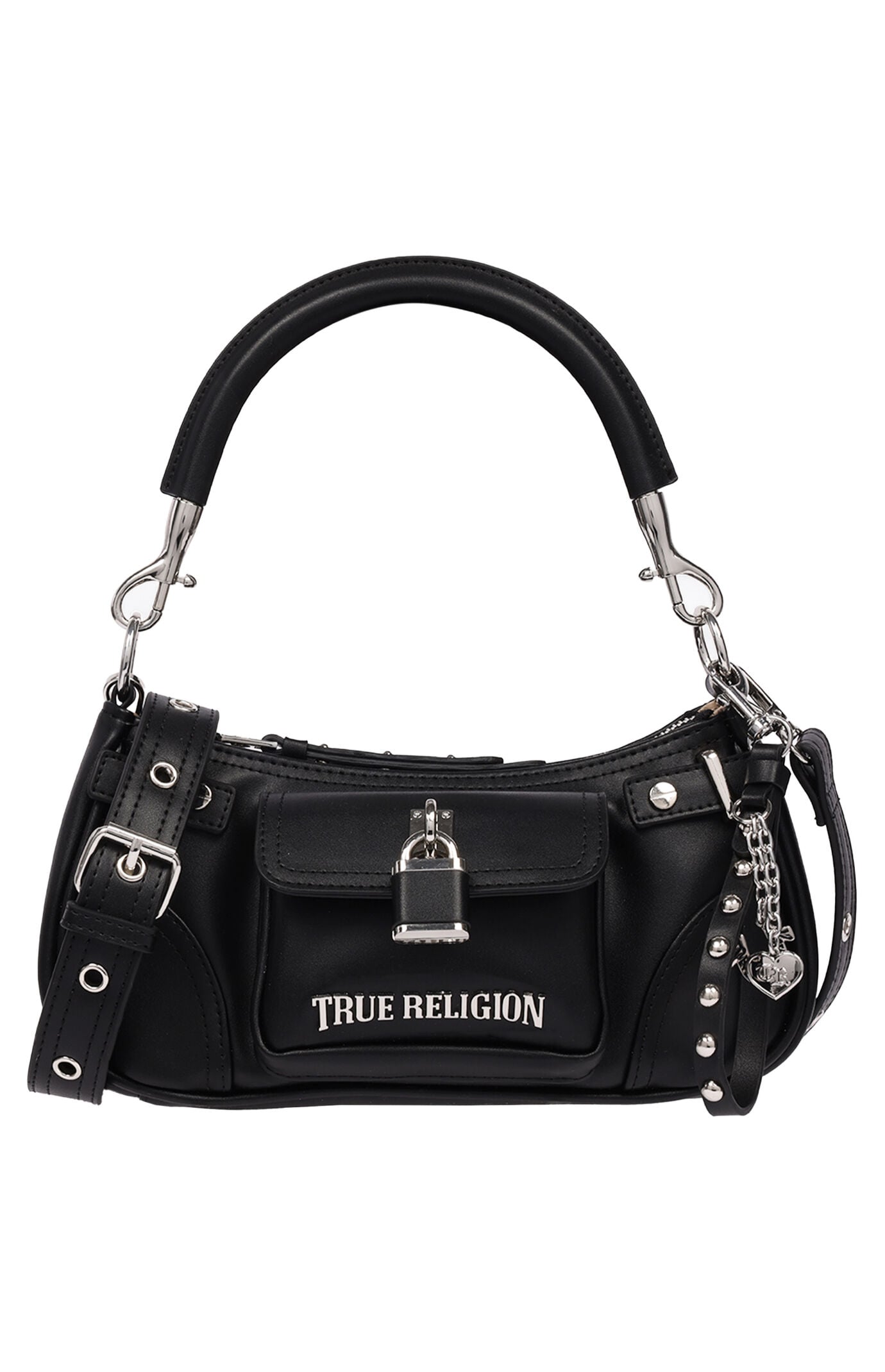 True Religion Black Moto Charm Shoulder Bag
