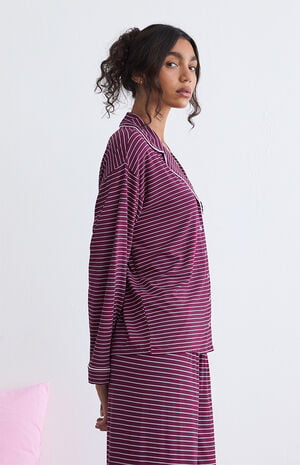 Long Sleeve Button Up Pajama Shirt image number 3