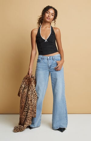 Lily Lace Trim Mesh Halter Top image number 5