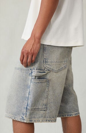 Light Blue Tint Baggy Denim Carpenter Shorts Light Blue Tint Baggy Denim Carpenter Shorts image number 5