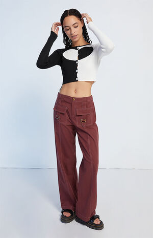 Brown Contrast Stitch Trousers image number 1