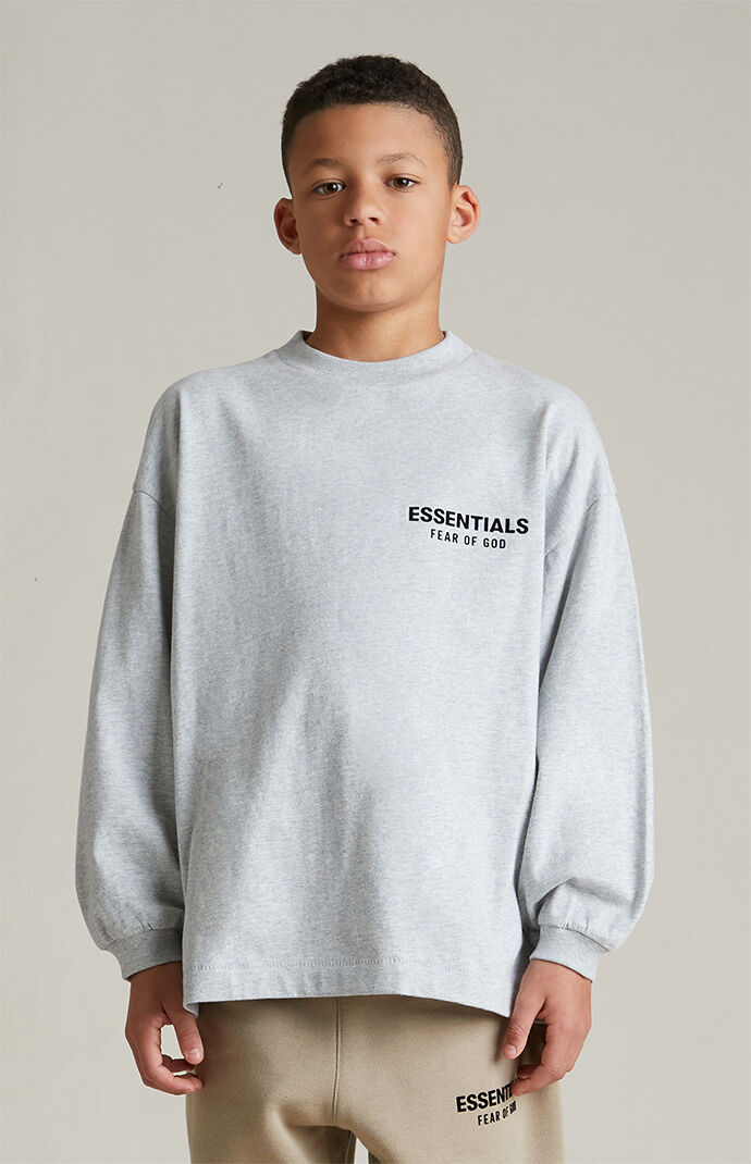 Fear of God Essentials Kids Light Heather Grey Long Sleeve T-Shirt