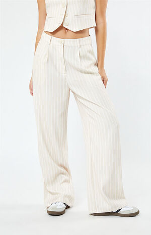 Recycled Pinstripe Relaxed Wide Leg Trousers image number 2