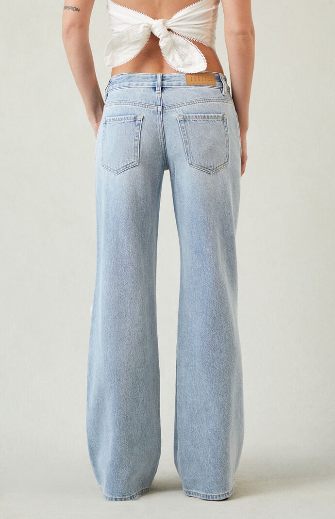 Pacsun Casey Low Rise Baggy Jeans Ripped Knee Light Indigo