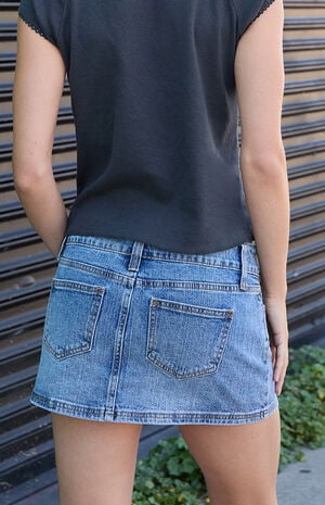 Medium Blue Low Rise Jean Skirt image number 3