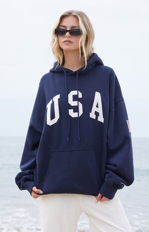 John Galt Navy Christie USA Oversized Hoodie | PacSun