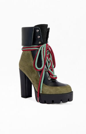 Women's Muffler Green Block Booties image number 2