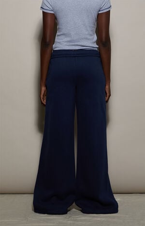 Navy Ultra Soft Fleece Baggy Sweatpants image number 4