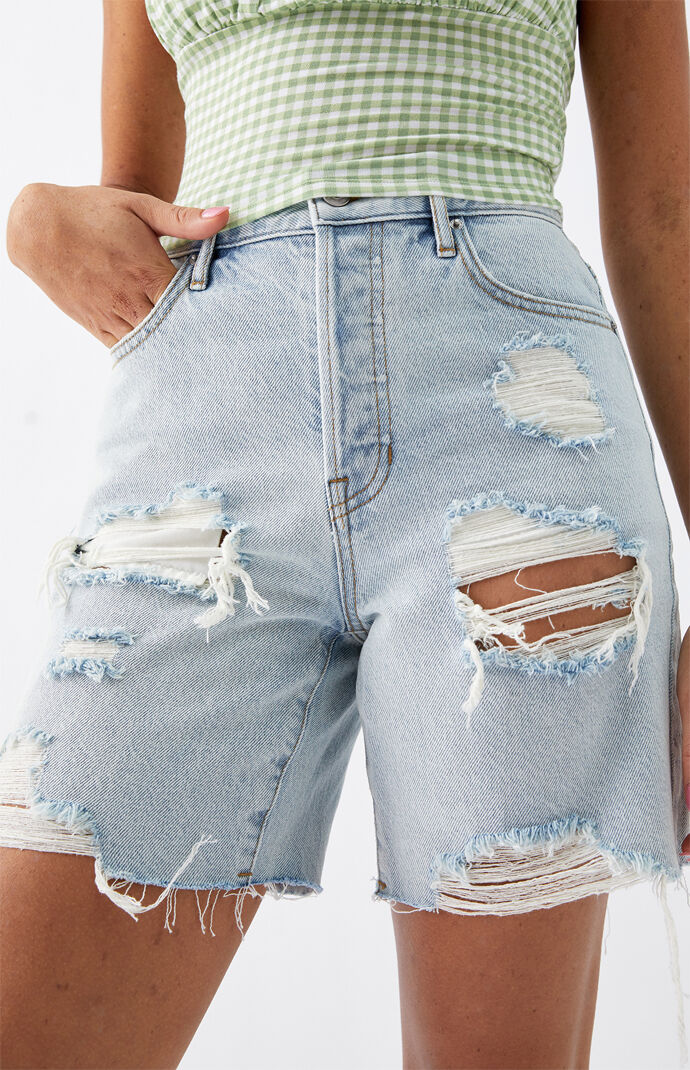 Light Blue High Waisted Denim Boy Shorts