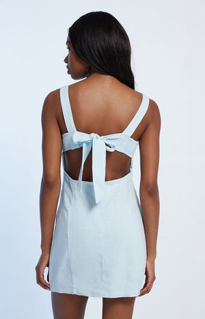 Tie Back Linen Mini Dress image number 4