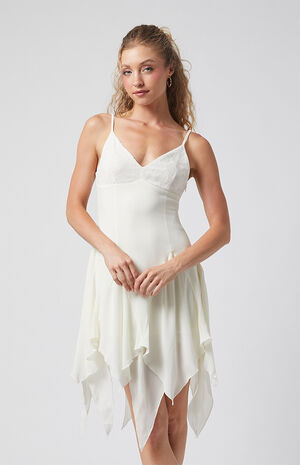 Lace Bustier Ruffle Hem Mini Dress image number 3