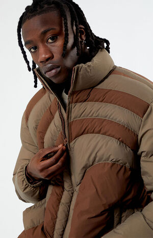 Warped Brown Puffer Jacket image number 3