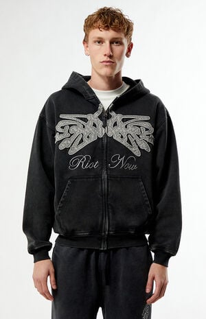 Riot Now Raw Applique Full Zip Hoodie image number 1