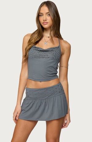 Klara Studded Cowl Neck Halter Top image number 1