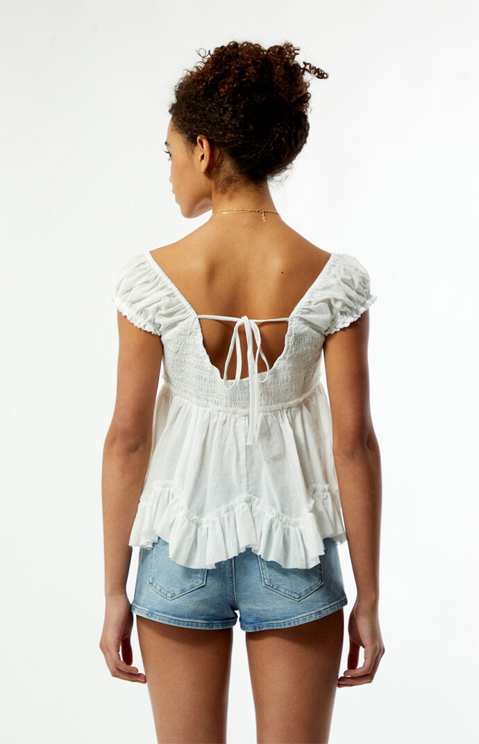 Your Favorite Ellie Lace Trim Button Front Top