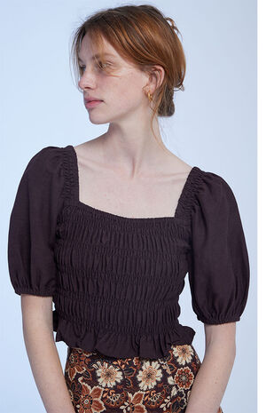 Brown Bronte Smocked Top image number 2