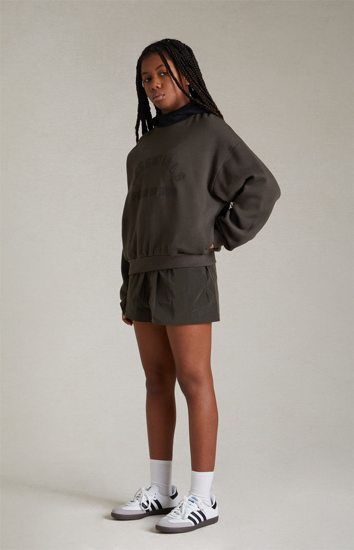 【ESSENTIALS】Nylon Fleece Mockneck Sweater/Ink / Jet Black Kids Fear of God Essentials Black Nylon Fleece Mock Neck
