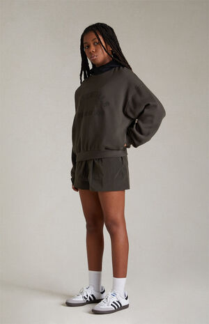 Essentials Ink Jet Black Nylon Fleece Hoodie image number 5