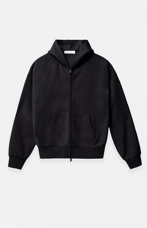 Jet Black Classic Fleece Zip Up Hoodie