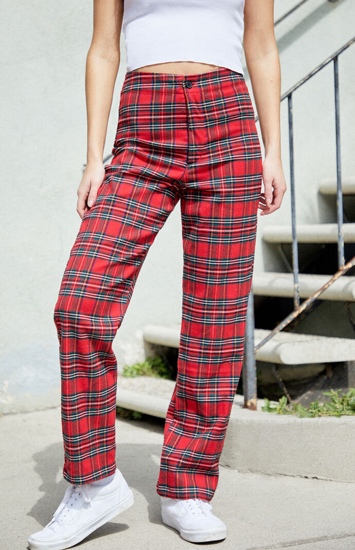 John Galt Red Plaid Kim Pants Pacsun