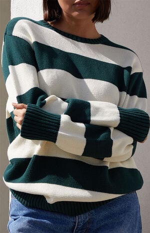 Green & White Striped Brianna Sweater Green & White Striped Brianna Sweater image number 3