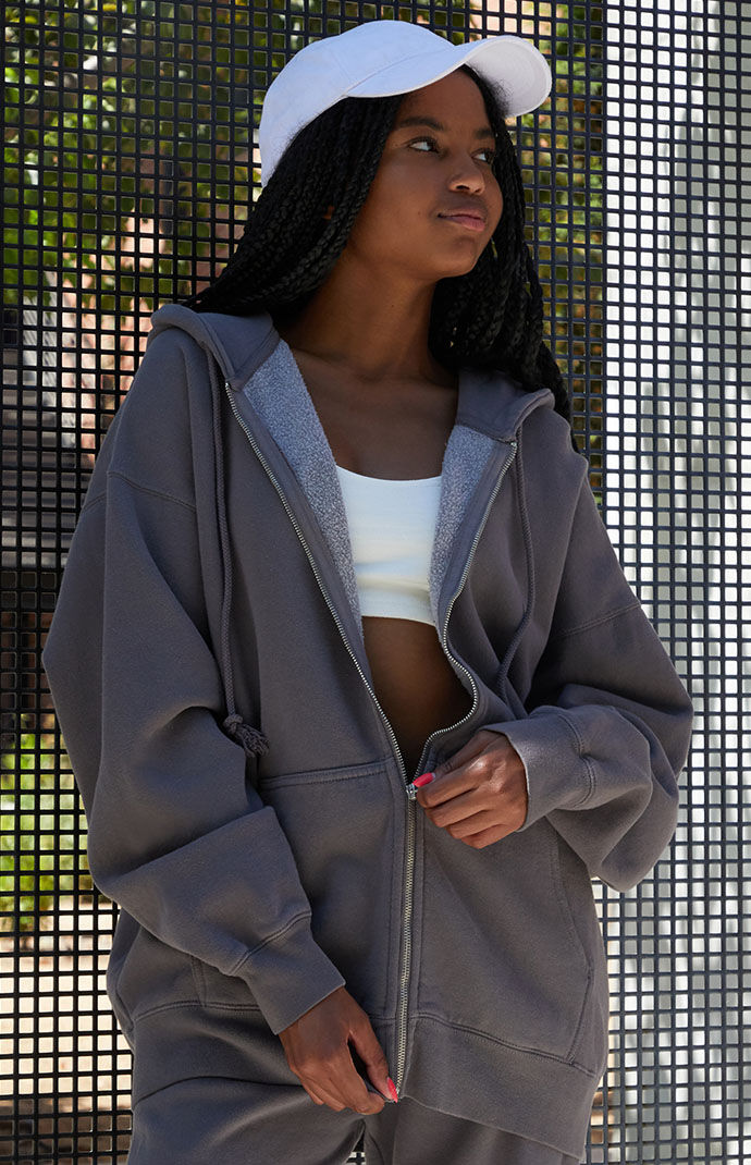 John Galt Gray Full Zip Hoodie PacSun