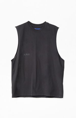 Black Vintage Wash Comfort Cut Off Muscle T-Shirt