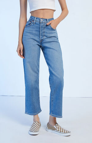 Medium Blue Ribcage Straight Ankle Jeans image number 2