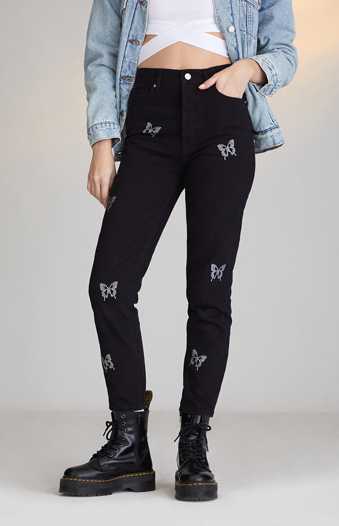 High Waisted Slim Fit Jeans - Black 