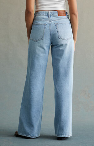 Medium Indigo High Waisted Baggy Jeans image number 4