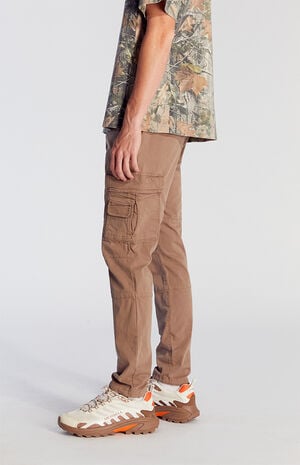 Stretch Taupe Slim Cargo Pants image number 3