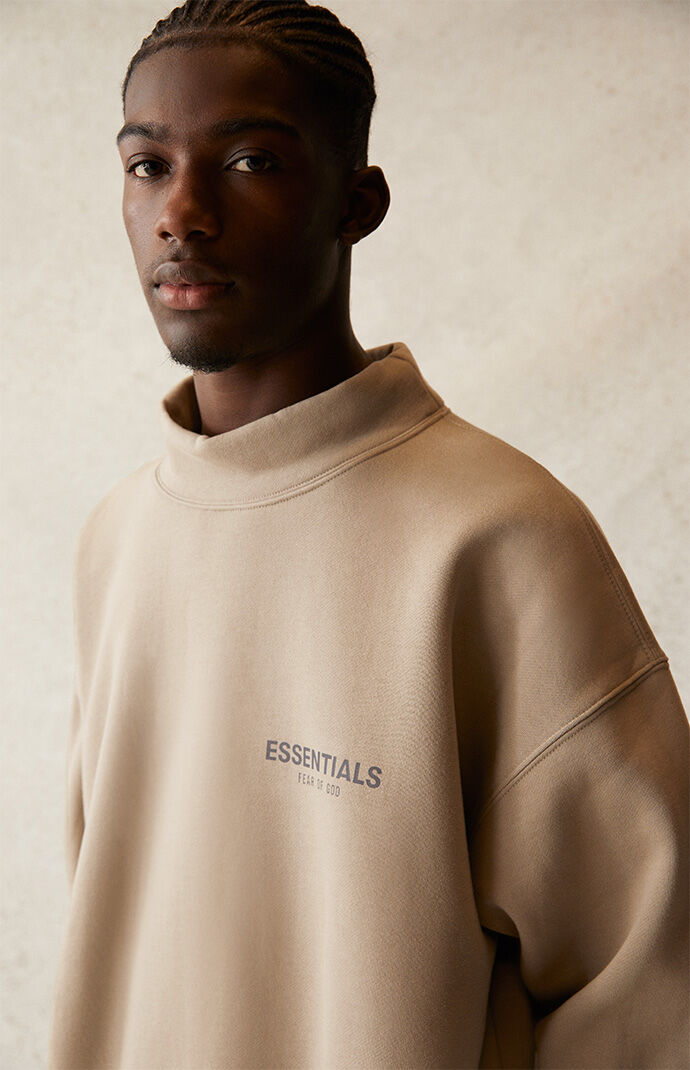 Essentials Fear Of God Tan Mock Neck Sweatshirt PacSun