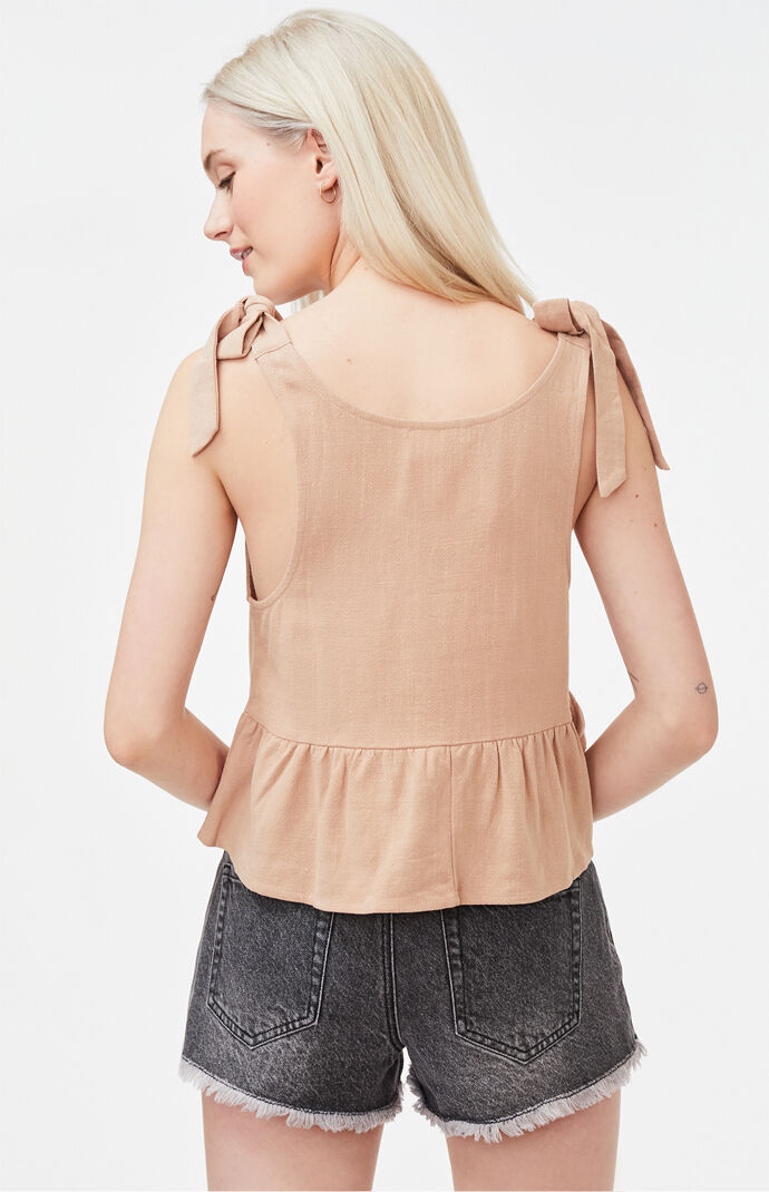 Tie Strap Babydoll Tank Top
