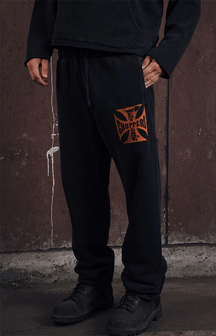 West Coast Choppers Orange Logo Sweatpants