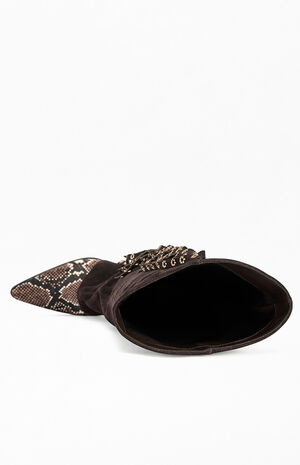 Women's McBride Chocolate Leather Block Boots image number 4