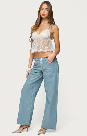 Sheer Sequin Babydoll Tank Top image number 4