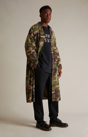 Woodland Camo Nylon Trench Jacket image number 5