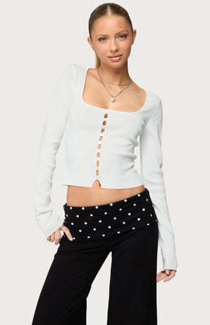 Deane Button Cutout Square Neck Top image number 1
