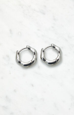 Silver Edgy Hoop Earrings image number 1