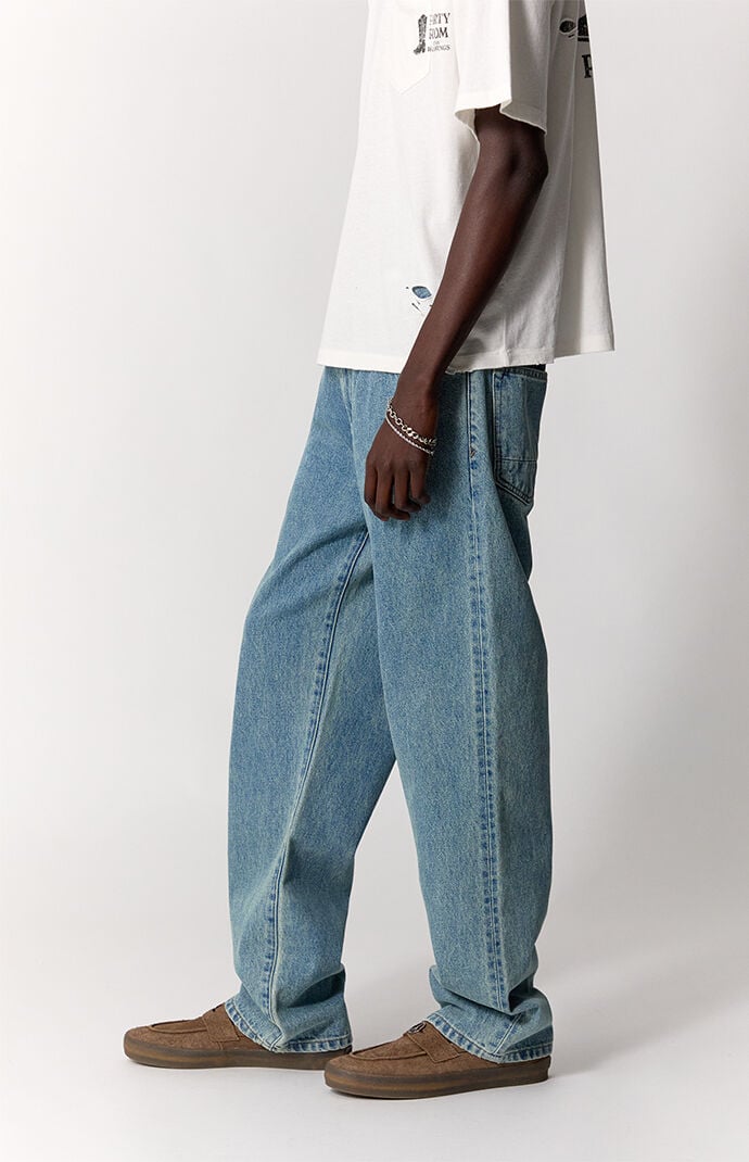 Pacsun Logan Relaxed Straight Jeans Light Blue