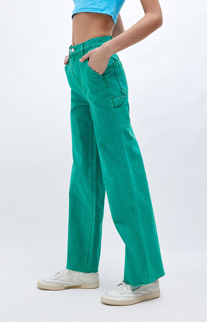 Green Ultra High Waisted Fitted Flare Pants image number 2