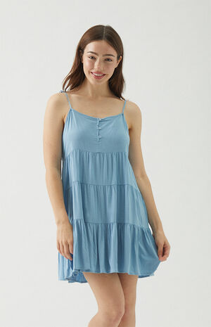 Button Front Tiered Mini Dress image number 4