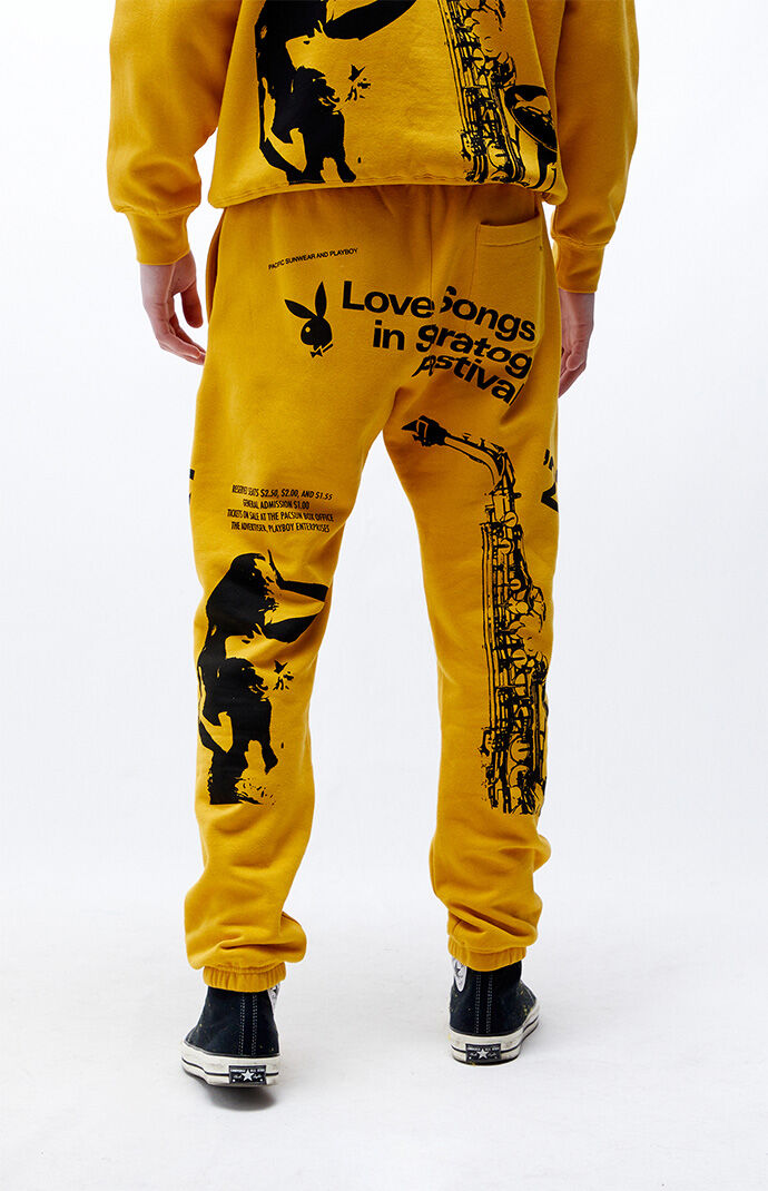 Playboy black and yellow joggers cheap