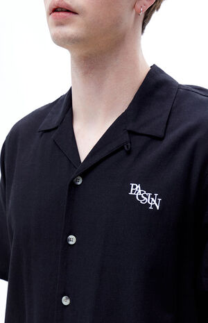 Jet Black Embroidered Camp Shirt image number 2