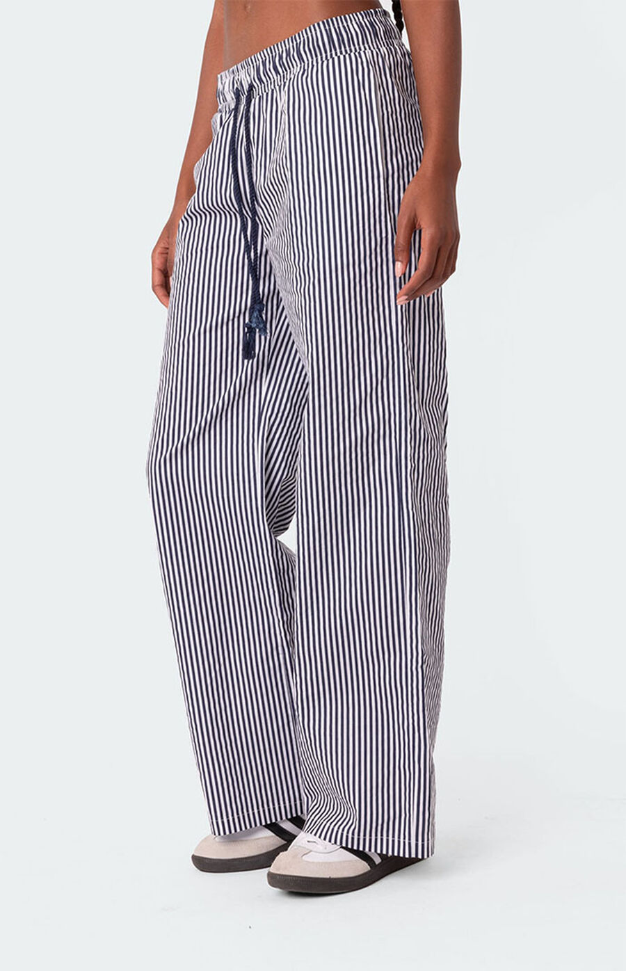 Seaside Vacation Geometric Print Side Tie Straight Pants