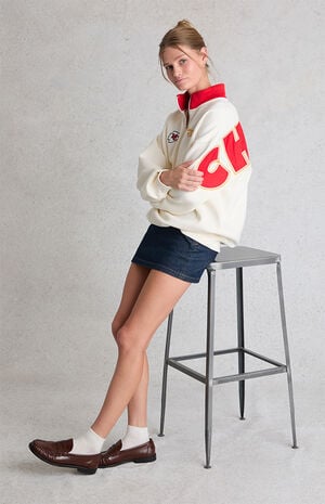 x NFL Kansas City Chiefs Quarter Zip Fleece Sweatshirt image number 1