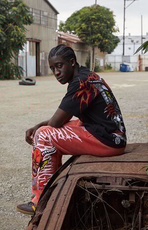 x Stranger Things Red Hellfire Club Baggy Sweatpants image number 1