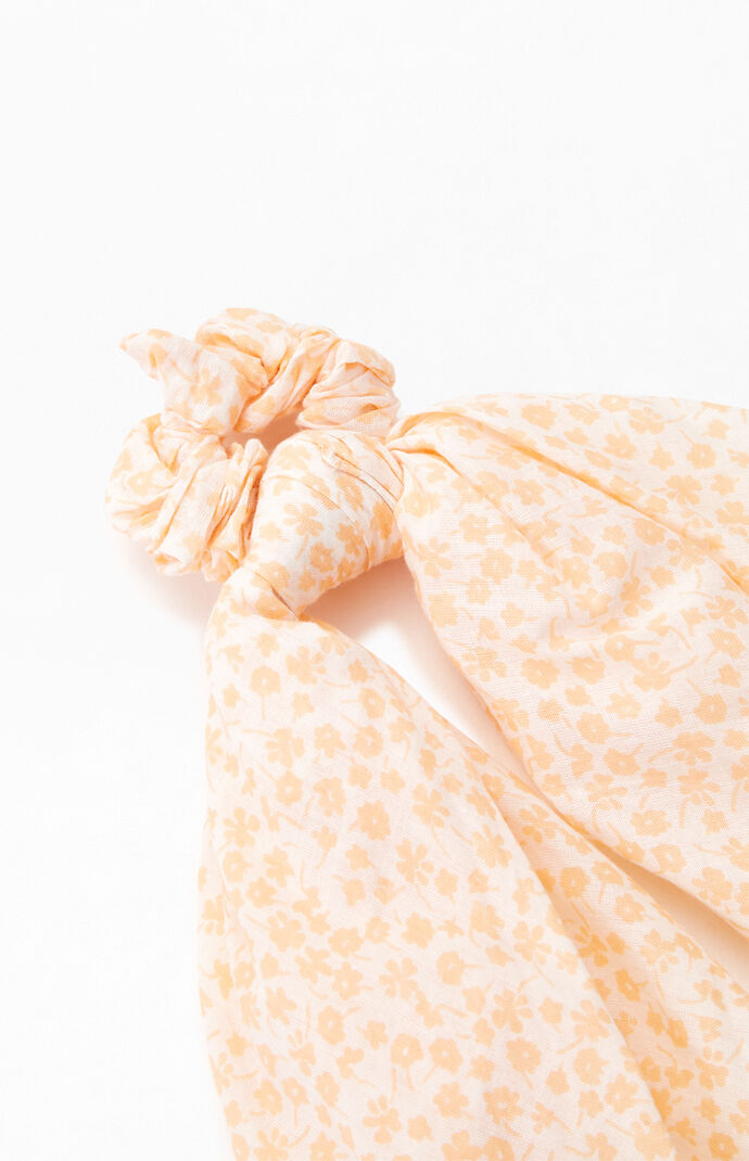 Peach Ditsy Floral Flowy Scrunchie