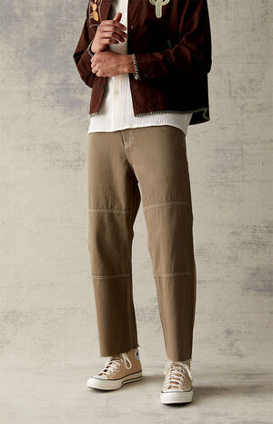 Baggy Olive Panel Jeans image number 1